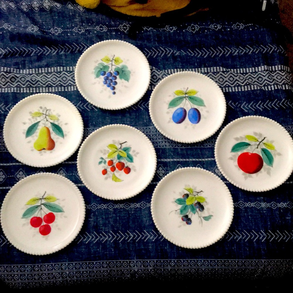 Set of 7 Fruit Dessert Plates